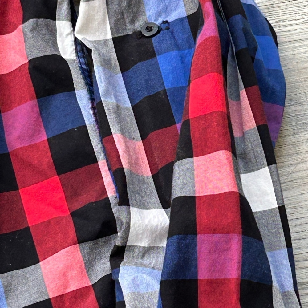 Eighty Eight Red/Black/Blue/White Button Down Shirt w/ Roll Up Sleeve Sz L - Picture 4 of 9